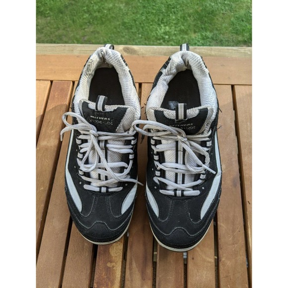Skechers Shape-ups Black White Toning Walking Sneakers Shoes W11 M9.5 - Picture 2 of 12